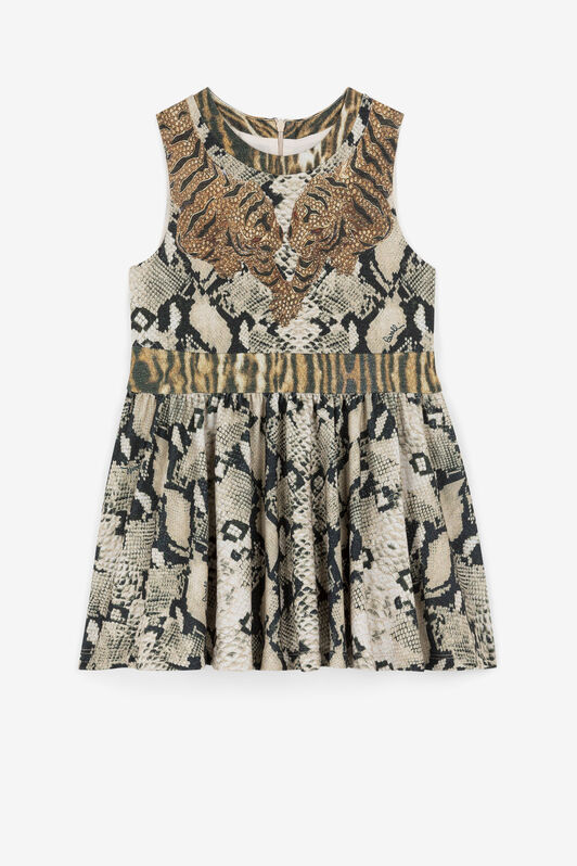 JU Python And Ocelot-Print Dress Light brown PJT119-4GE46