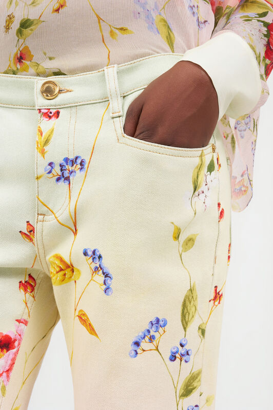 RC Miami Flowers Print Flare Pants GREEN/FUCHSIA WQJ205-DAR32