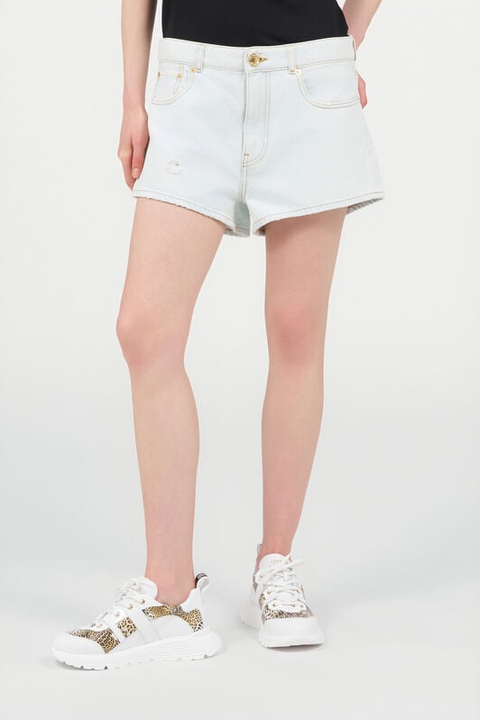 RC Light Wash Denim Shorts with Distressed Details DARK BLUE WQJ201-VT002