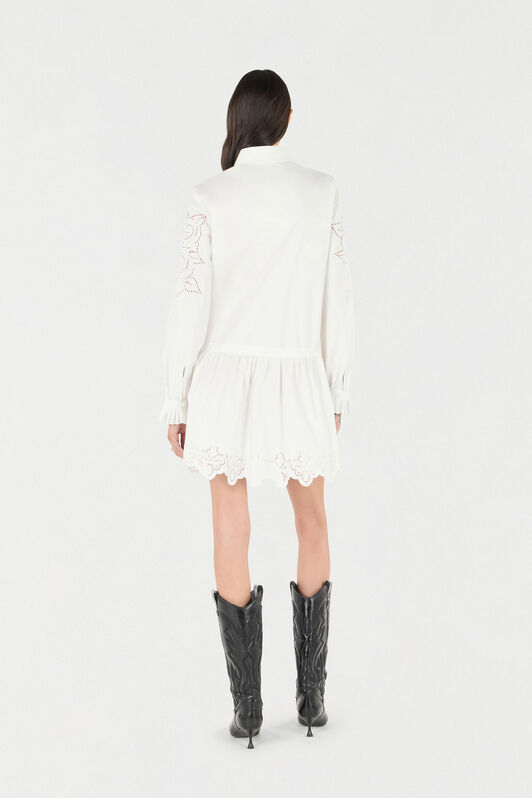 RC Minivestido camisero con rosas caladas Blanco UKR137-CH033