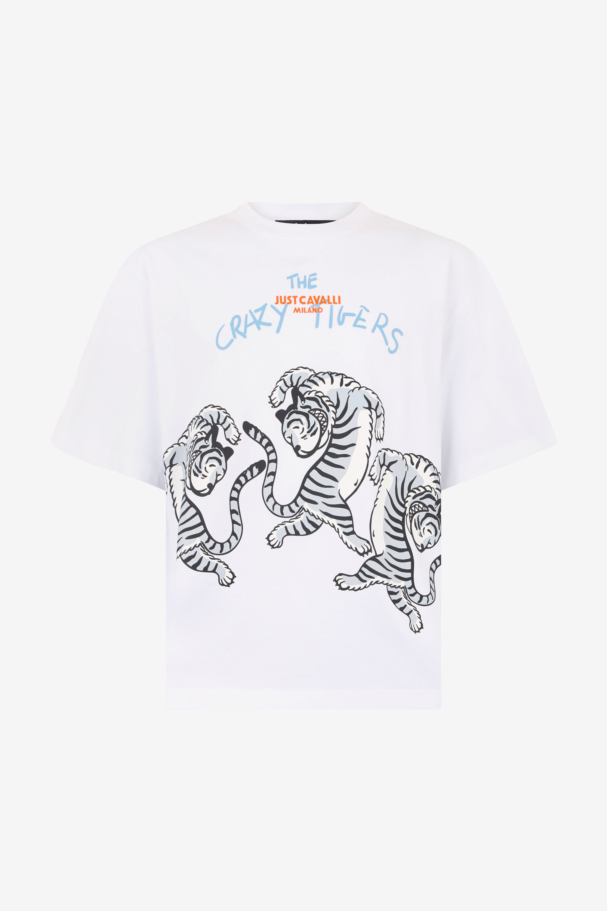 JC White T-Shirt With Printed Tigers WHITE WFT095-WF125