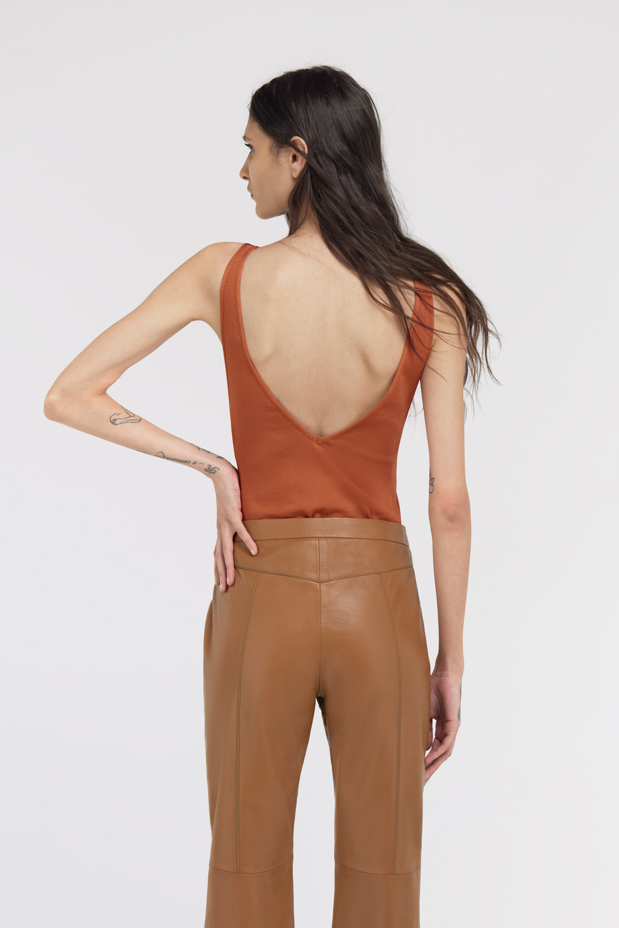 RC Rust V Neck Bodysuit Brown SWM607-MI009