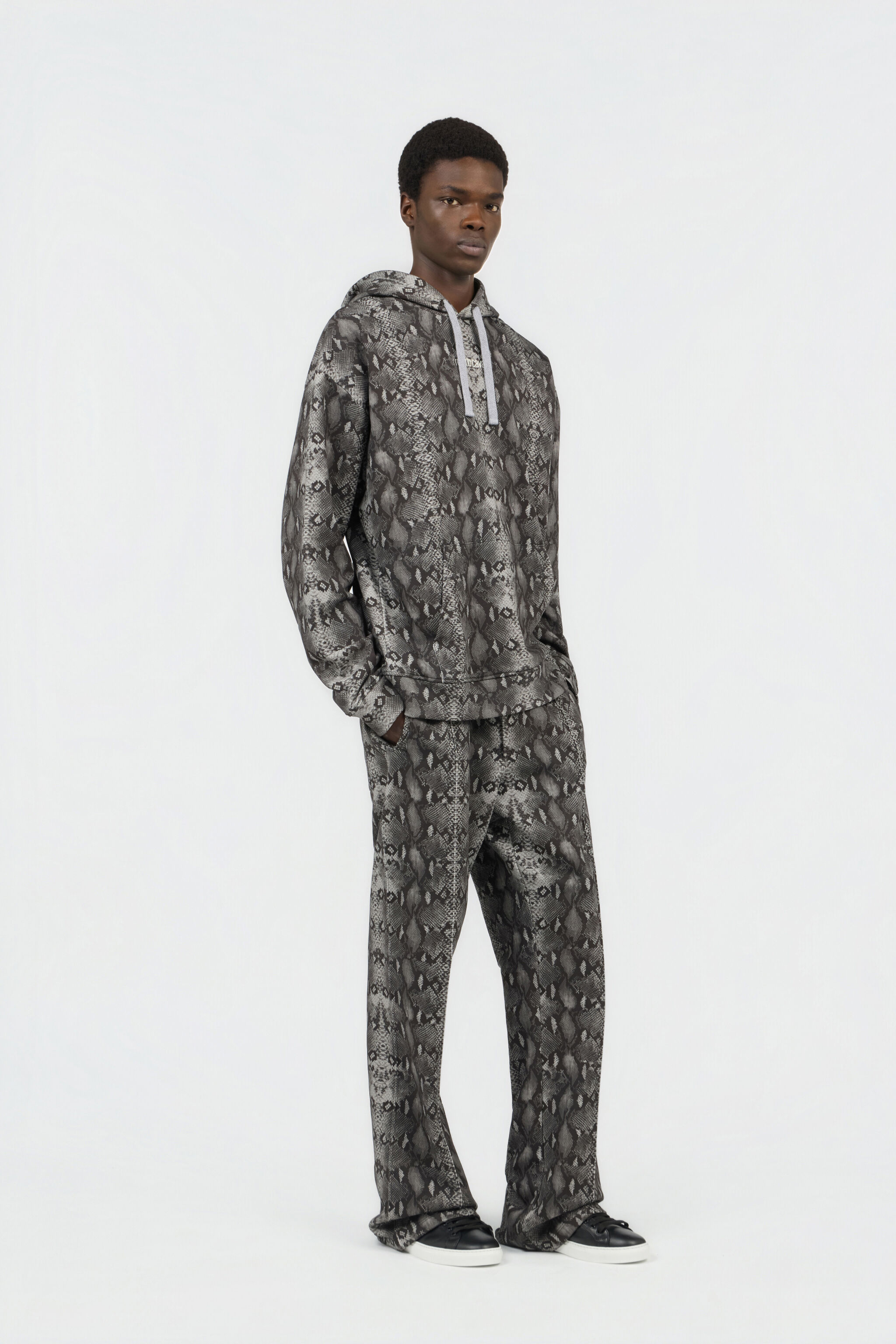Python Print Hoodie Sweatshirt in PYTHON DARK GREY for Men