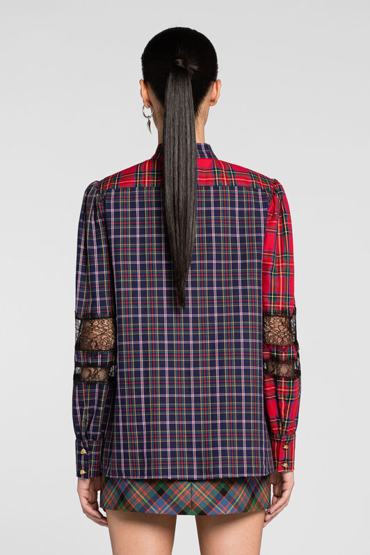 RC Tartan-Print Tie-Neck Top RC Tartan-Print Tie-Neck Top RED PKT706-CH046