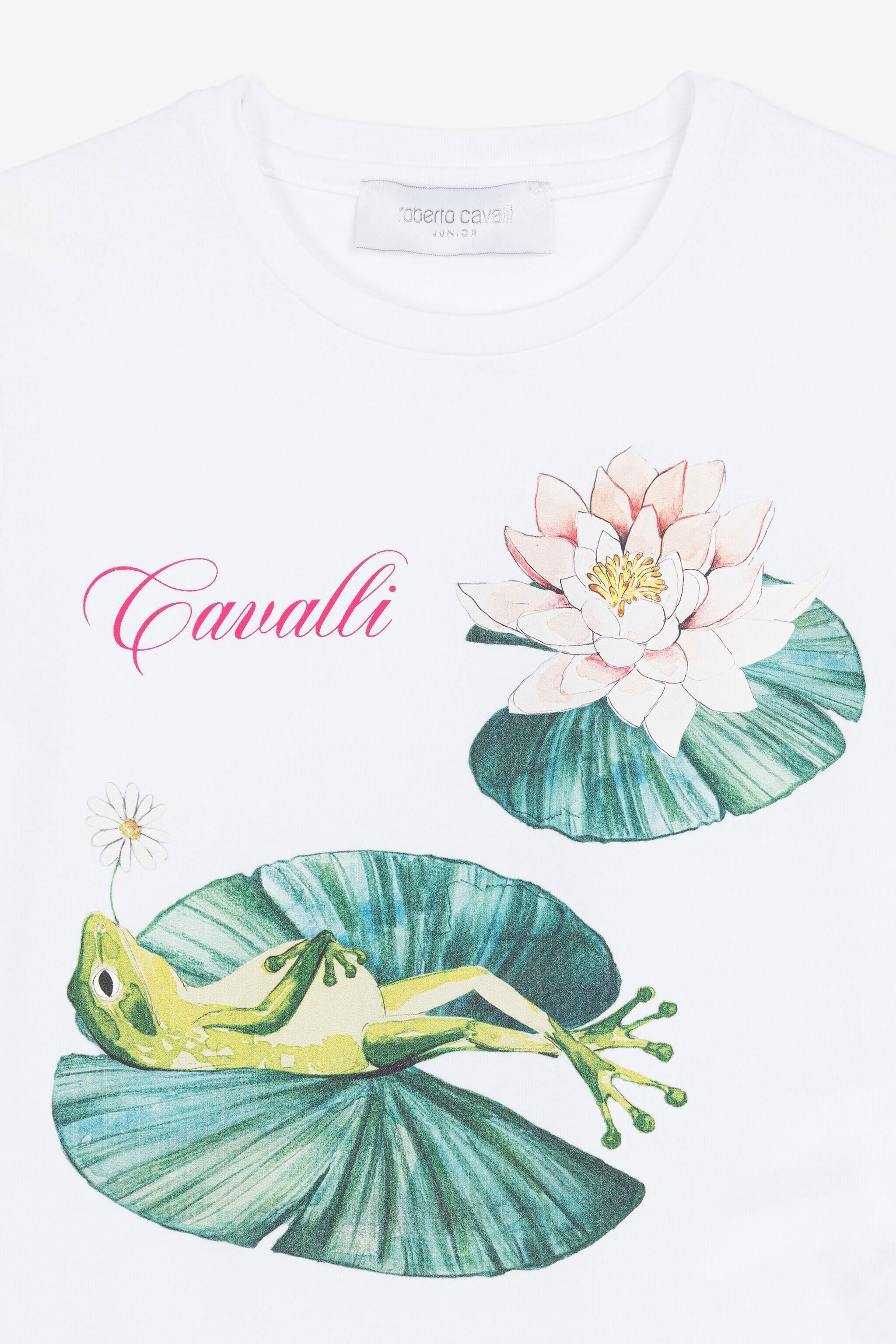 JU Water Lily And Frog-Print T-Shirt White PJT662-JV025