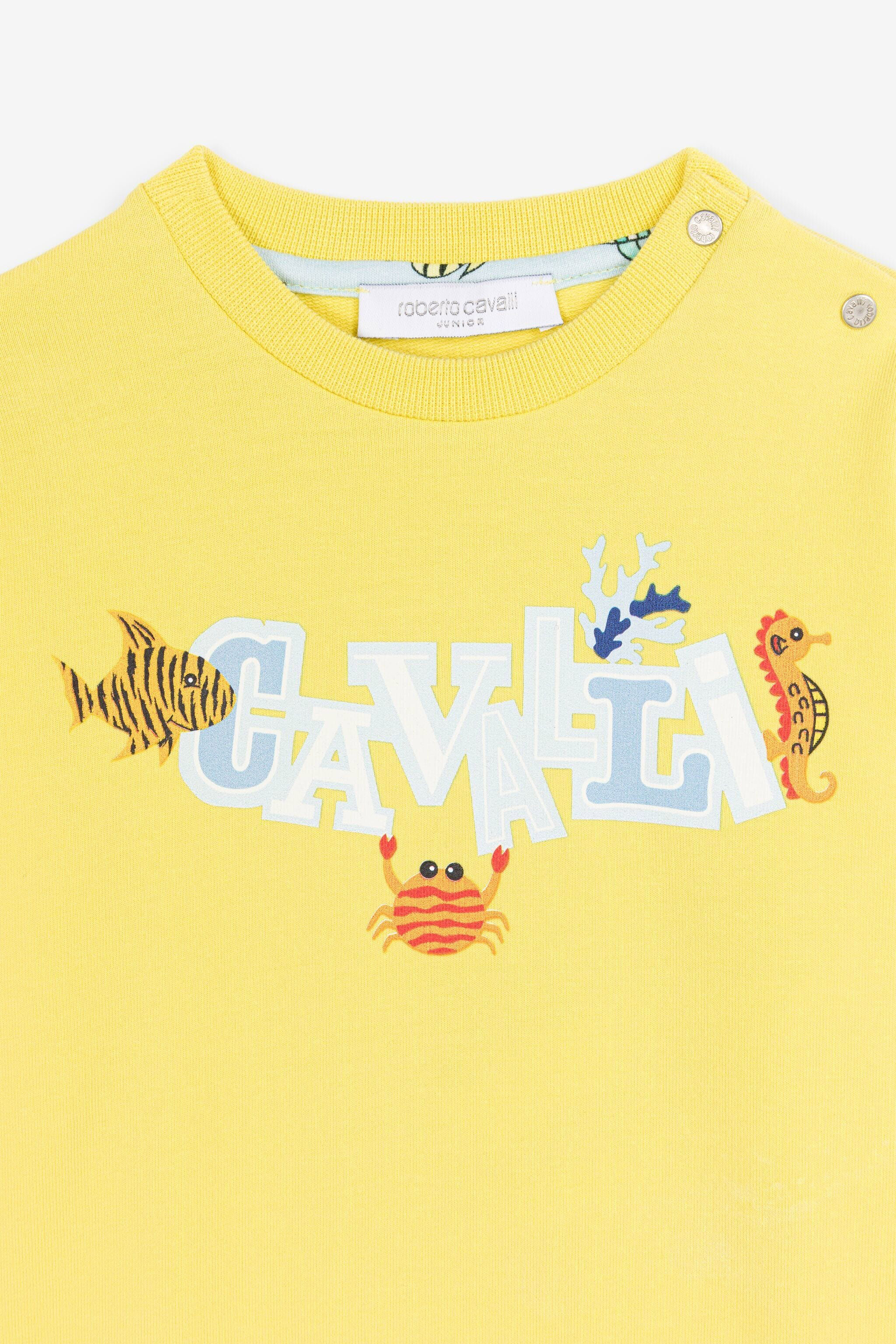 JU Graphic-print crew-neck sweatshirt Yellow QJT936-CF050