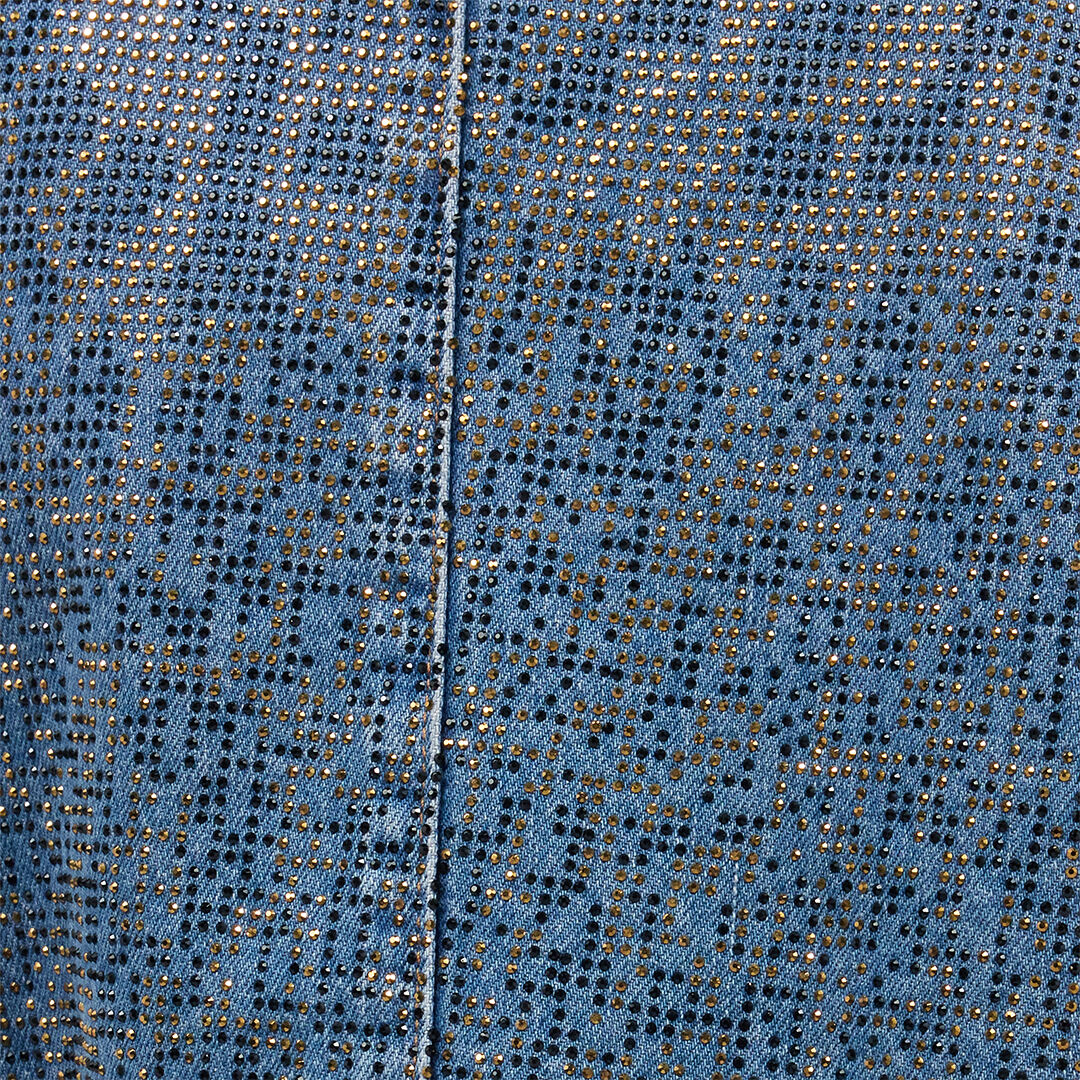 JC Cropped Denim Jacket With Rhinestones Light blue UFT195-UF261