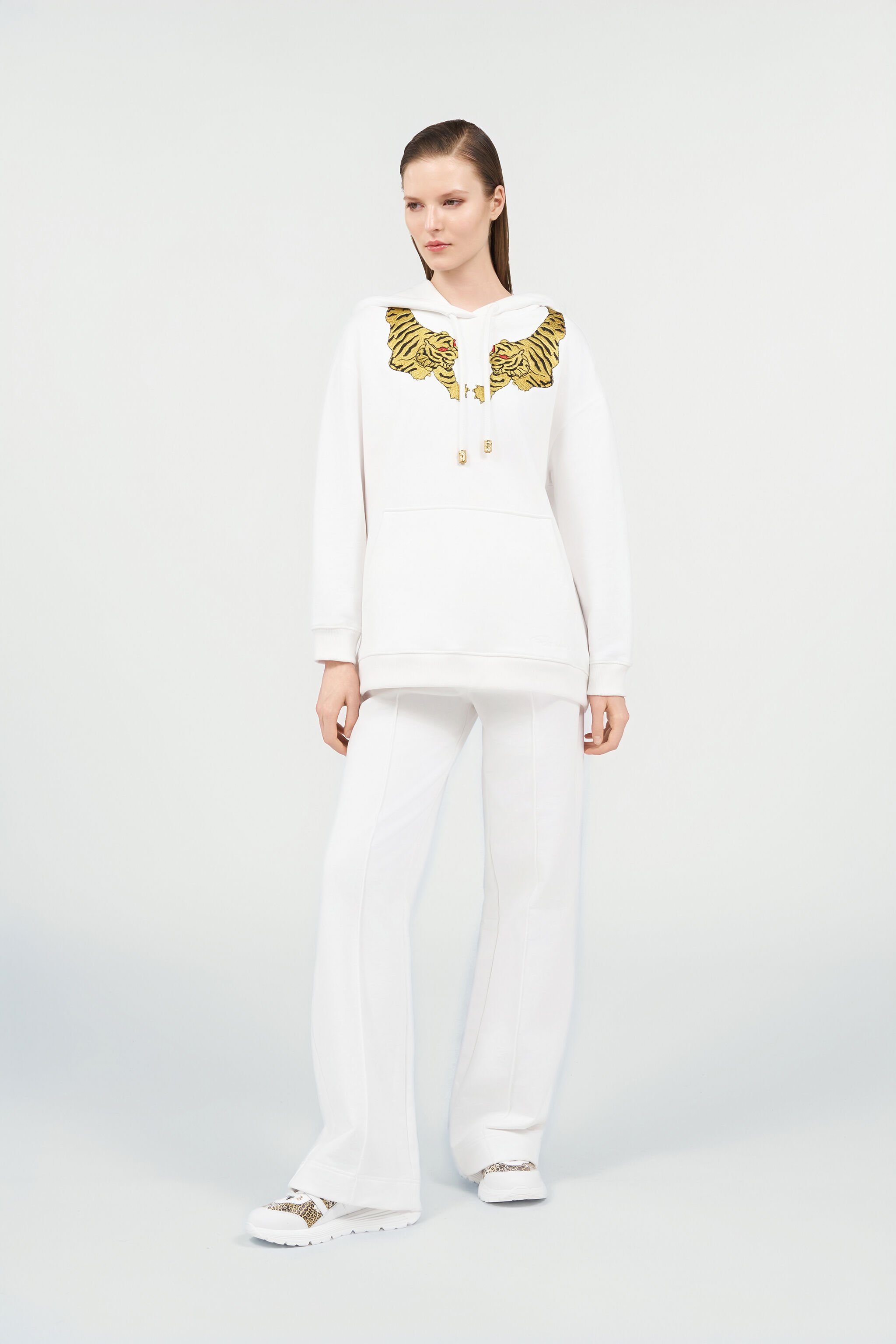 RC Sudadera con Capucha y Bordado de Tigre WHITE WQT67B-CF057