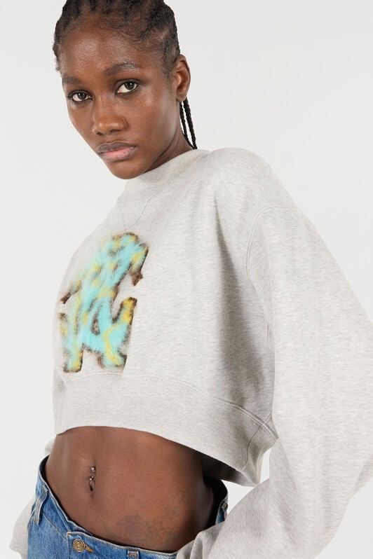 RC Cropped Sweatshirt with Mirror Snake Monogram Gray VKT68A-CF007