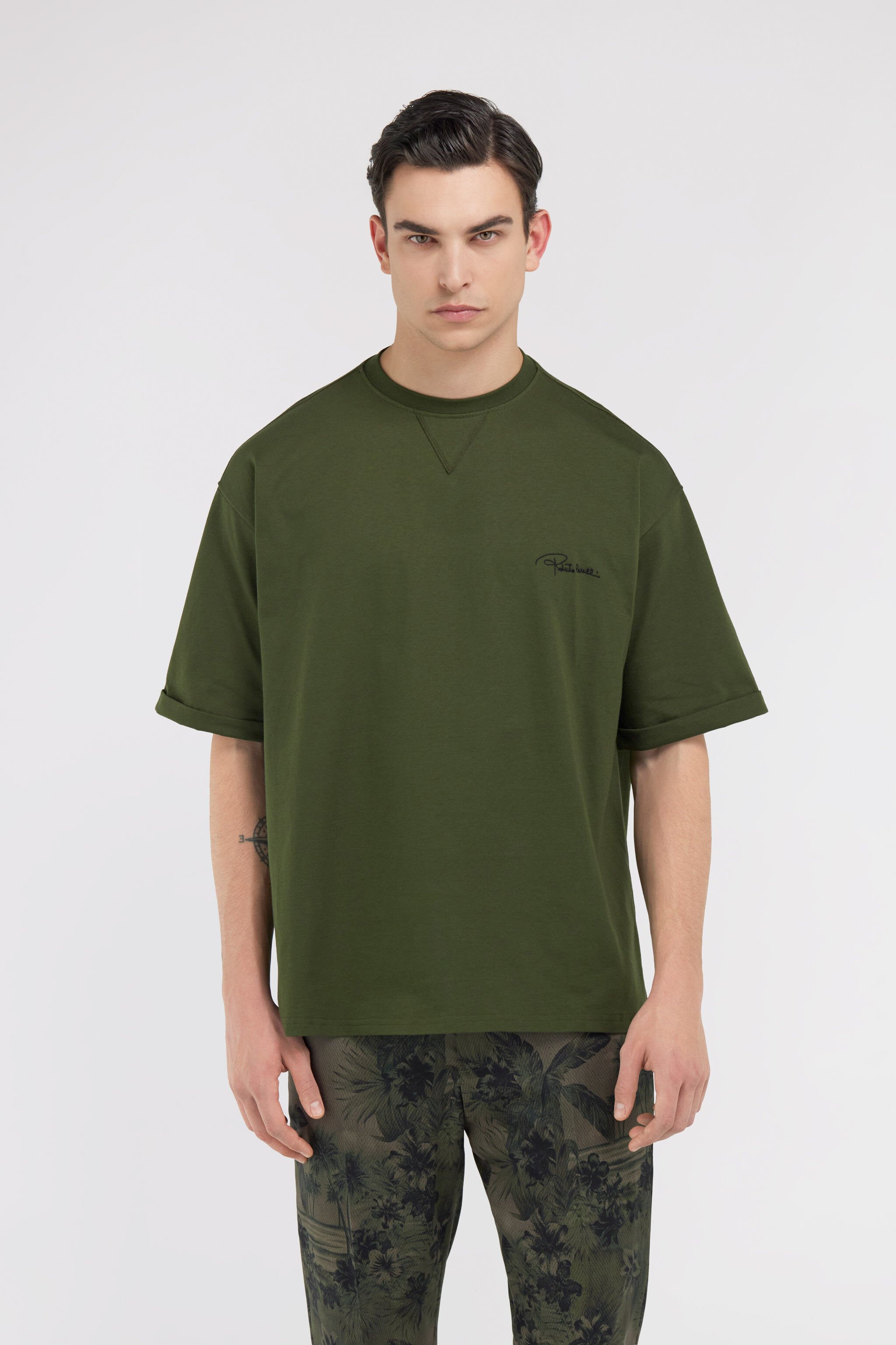 RC T-Shirt Verde Firma Ricamata Verde scuro SRT62A-JD060