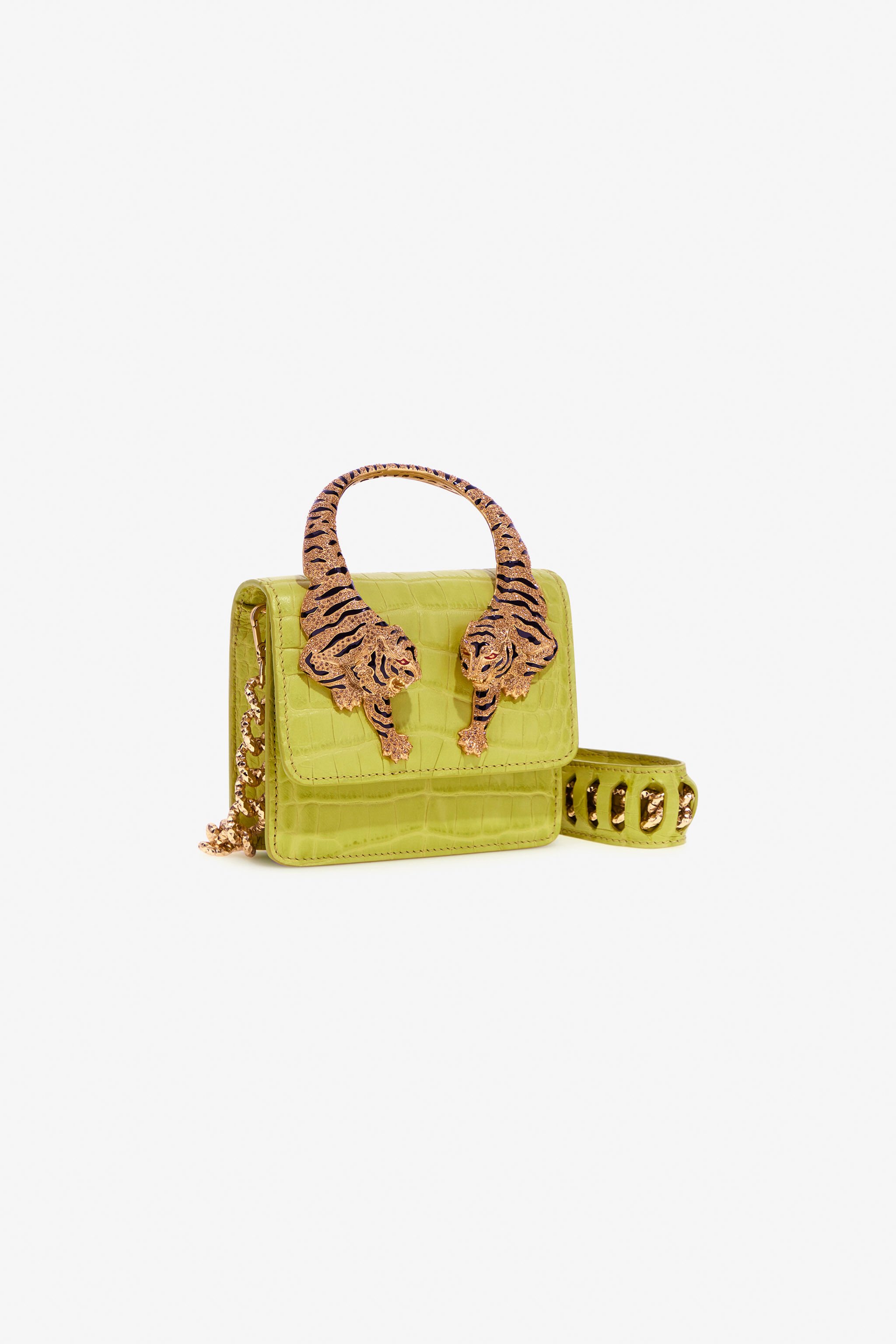 RC Borsa a spalla Roar piccola con tigri gioiello Verde chiaro SKB025-PZ975