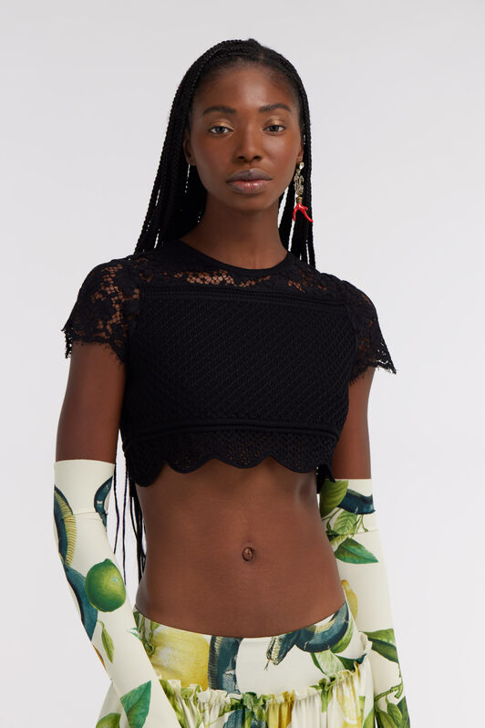 RC Top Crop In Pizzo Nero Nero SKM680-MG011