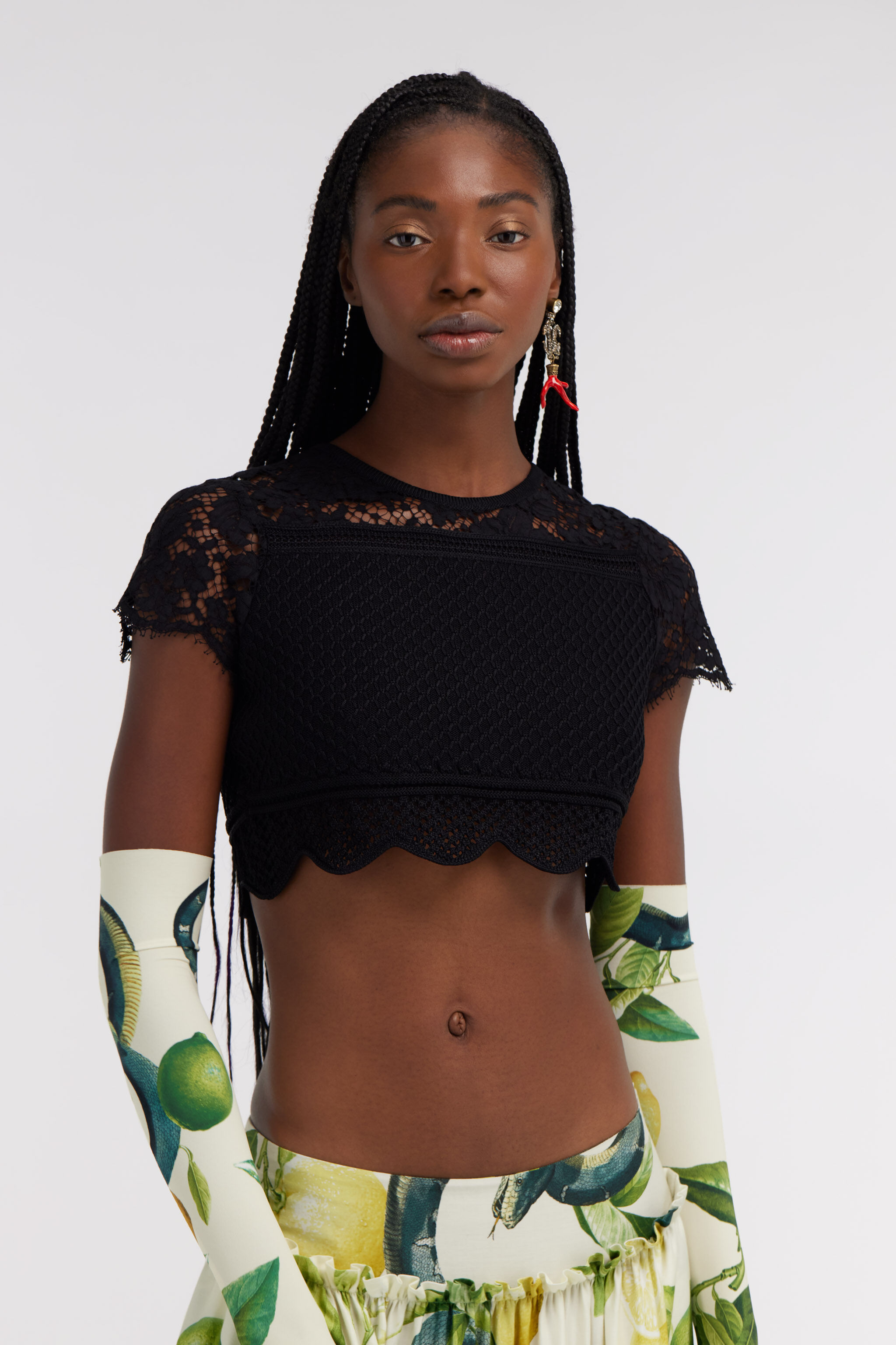 RC Top Crop In Pizzo Nero Nero SKM680-MG011