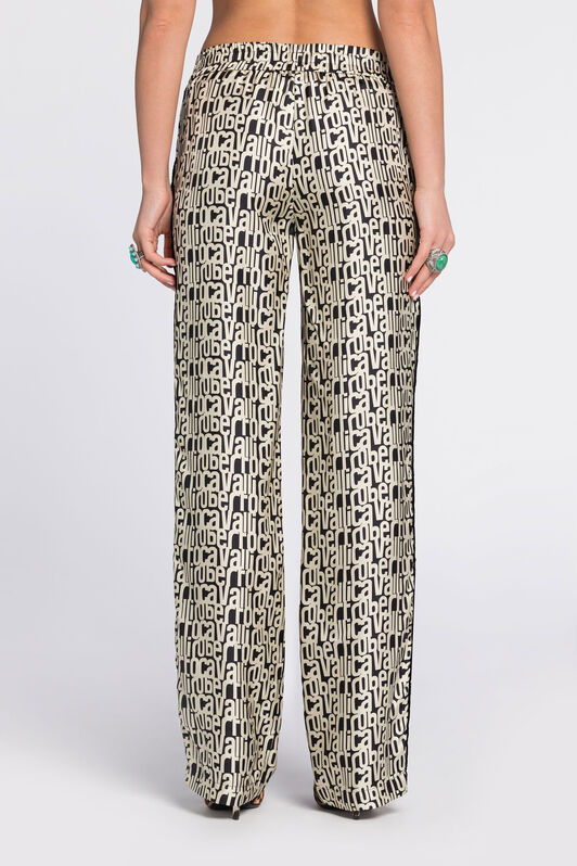 RC Logo-Print Silk Trousers Black/White RKT210-4QH82