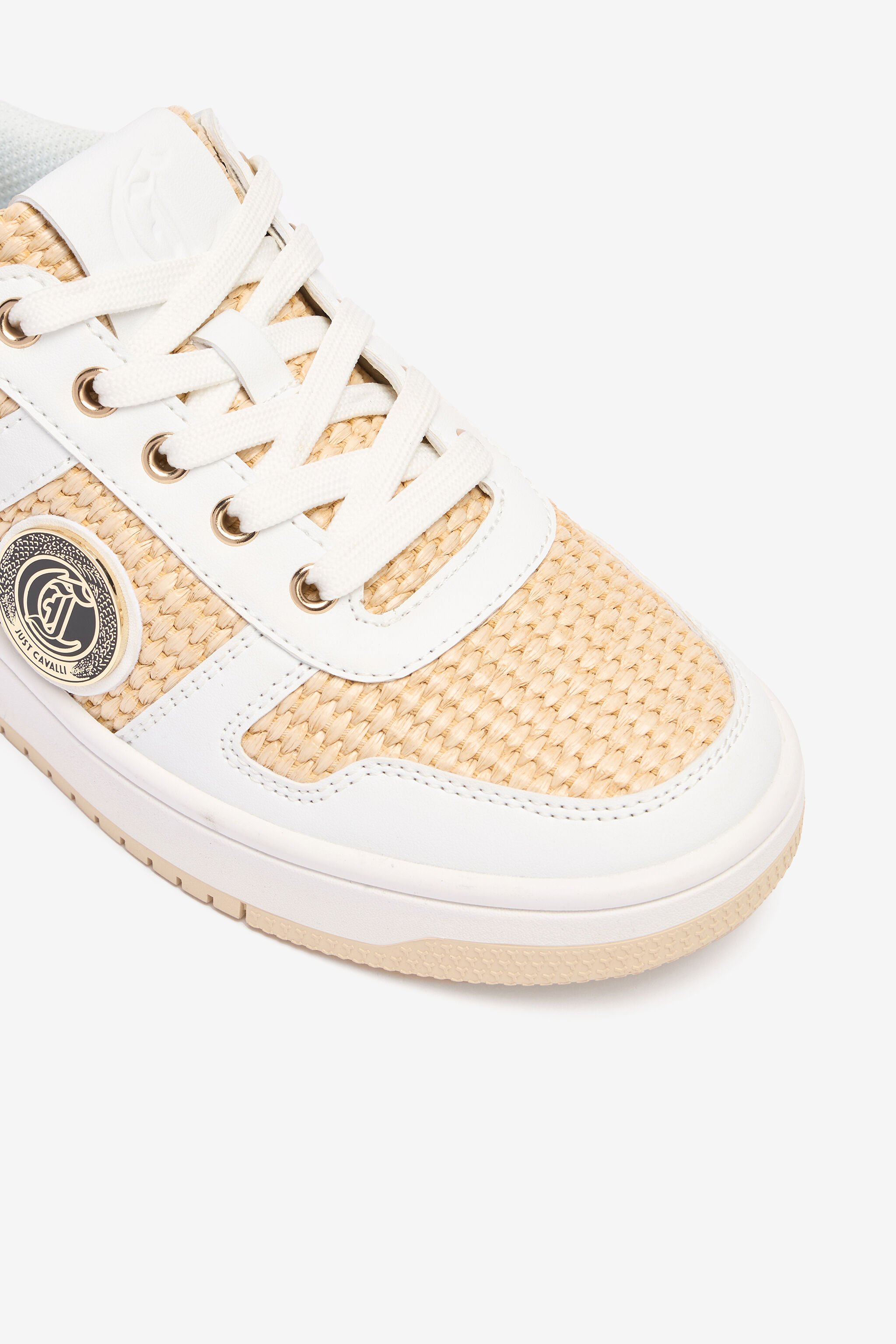 JC Sneakers Effet Raphia Tressé Marron clair/Blanc UFS040-UF362