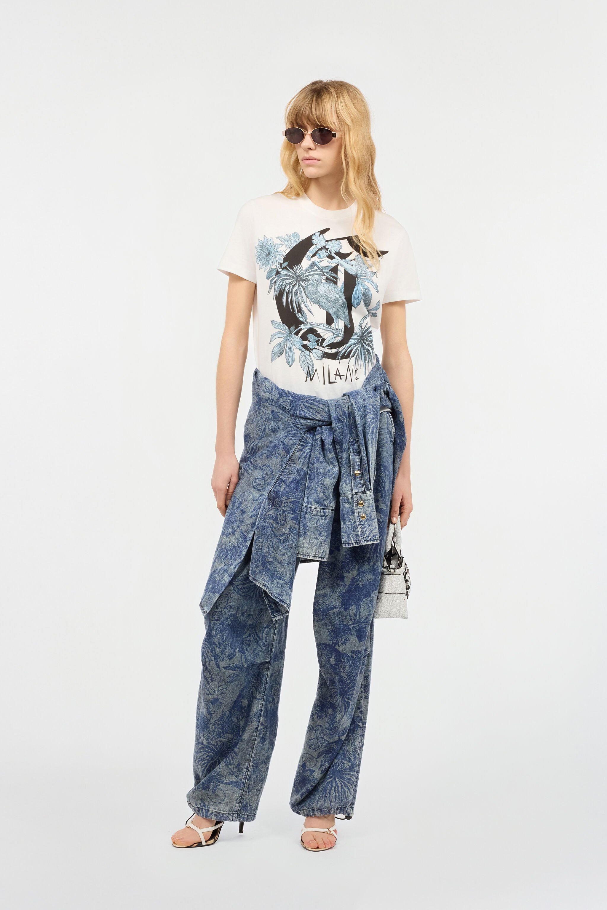JC T-Shirt With Print And JC Monogram White UFT130-UF184