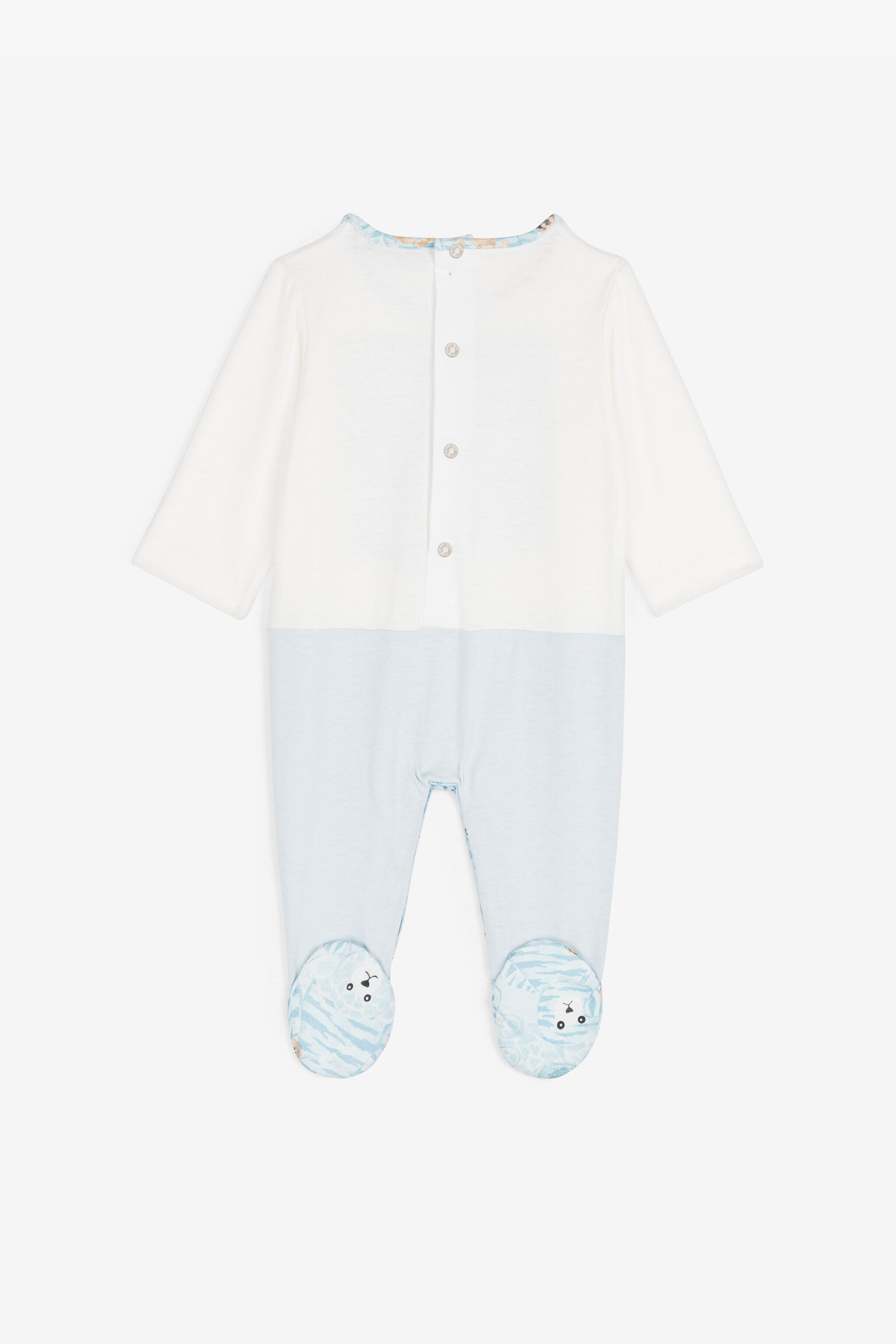JU RC Monogram and Teddy Bear-Print Babygrow Set Light blue RJT836-JD001