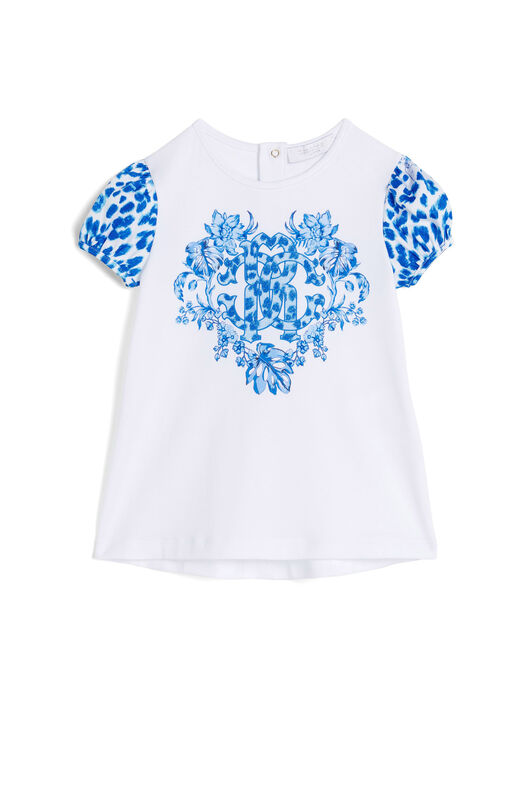 JU Leopard print heart T-shirt JU Leopard print heart T-shirt WHITE MJT638-JV025