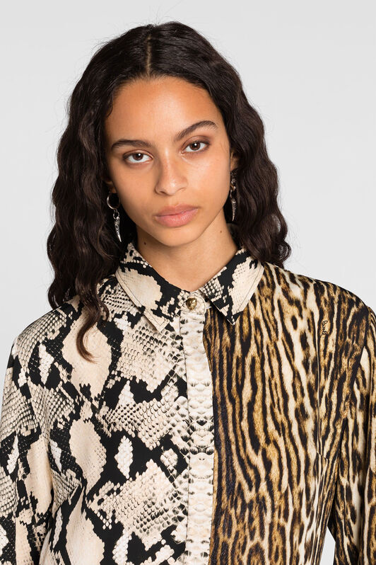 RC Python And Ocelot-Print Shirt Dress RC Python And Ocelot-Print Shirt Dress Light brown PKT124-5LE38