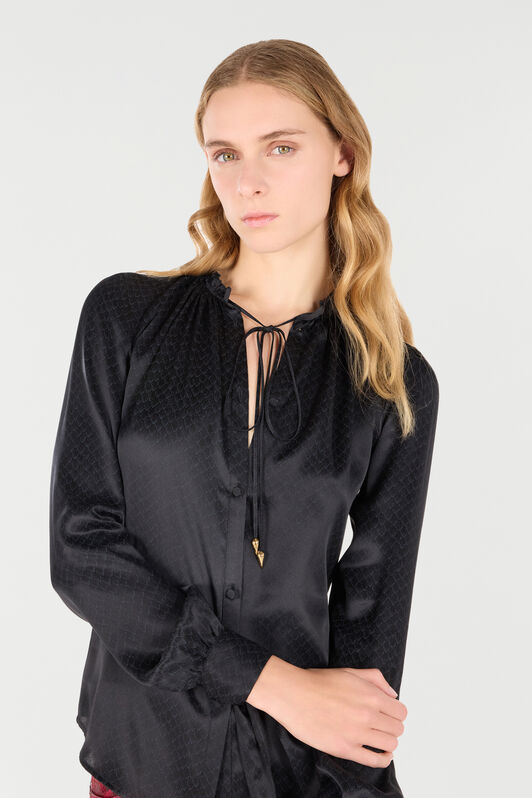 RC Camicia In Seta Effetto Serpente Nero UKT702-SZN57