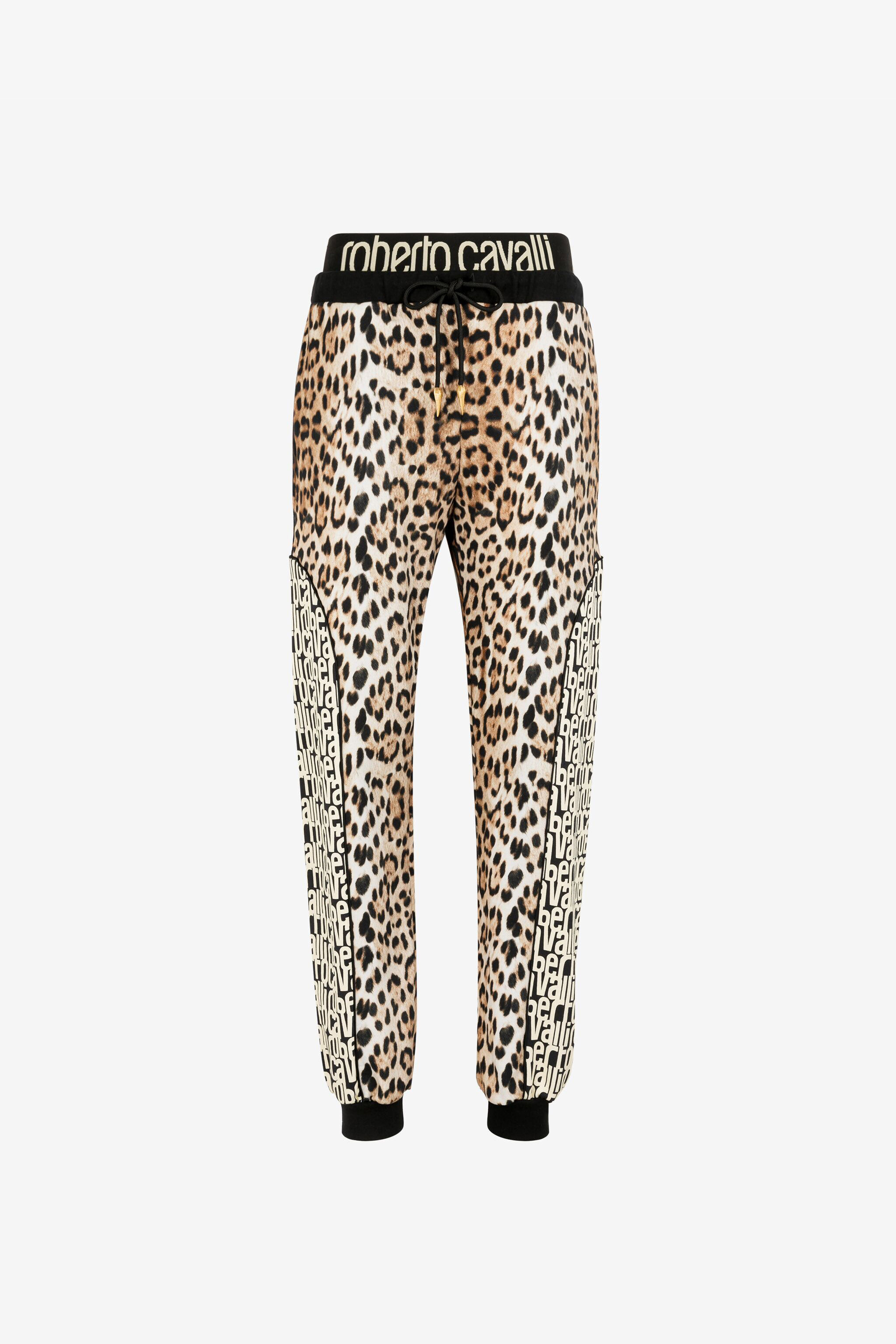 RC Leopard And Logo-Print Cotton Track Pants Light Brown RKT20A-2OH26