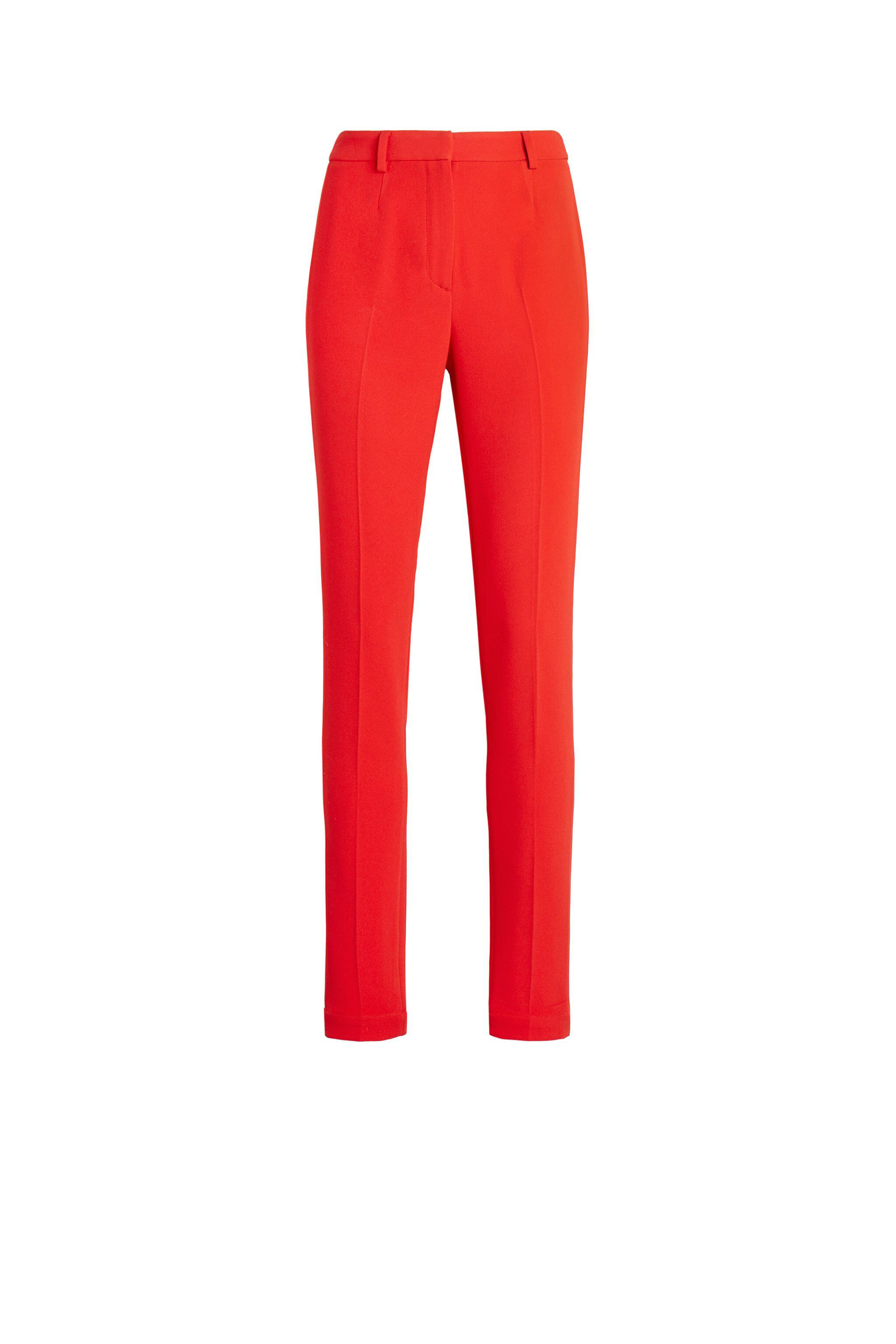 Double stretch crepe solid trousers in Red for Women Roberto Cavalli