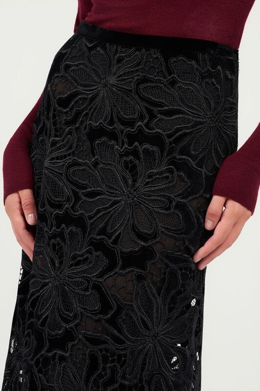 RC Long Floral Lace Skirt BLACK WKT305-FT009