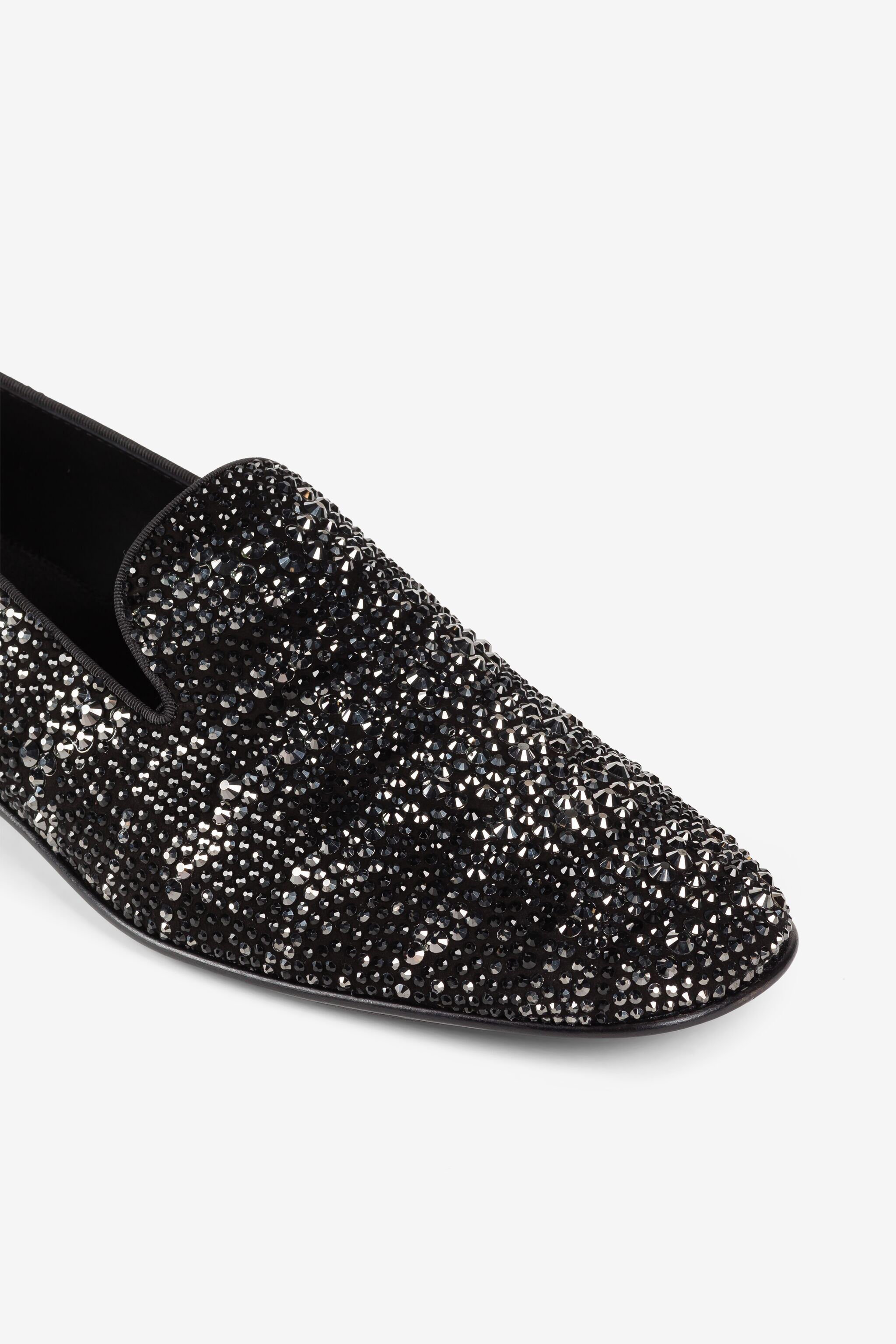 RC Mit Kristallen verzierte Loafers Schwarz/Silber QRS009-PC297