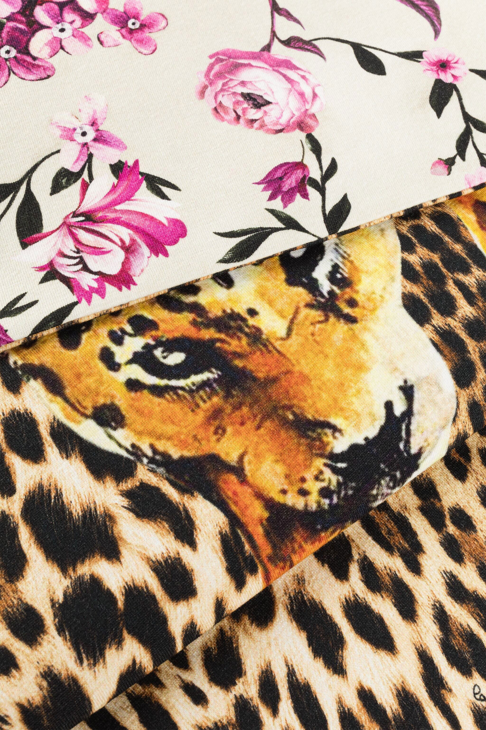 JU Leopard And Flower-Print Baby Blanket Light brown OJT805-ISA2J