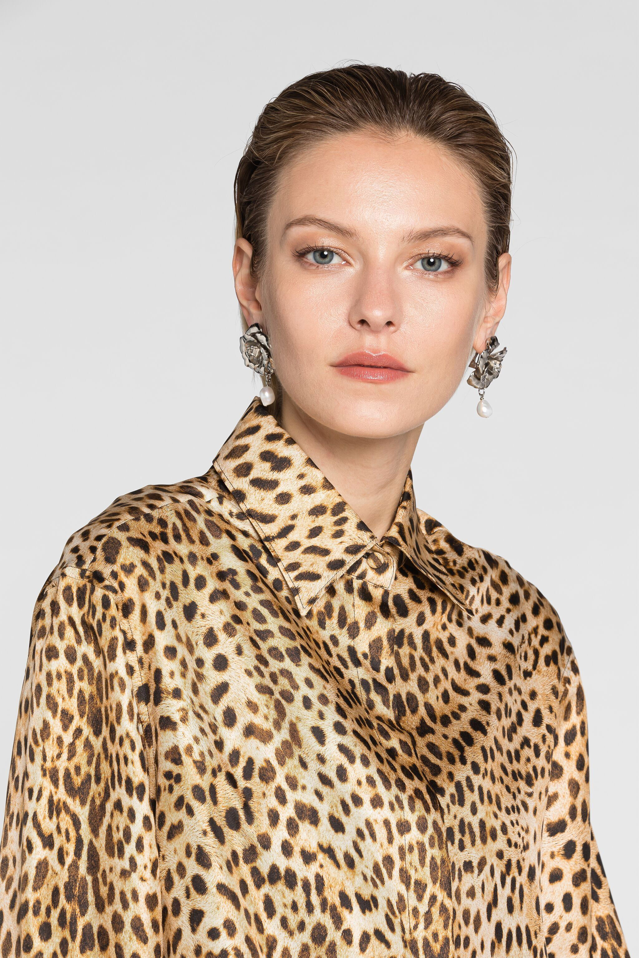 RC Cheetah-Print Silk Shirt Light Brown PWT704-4QF34