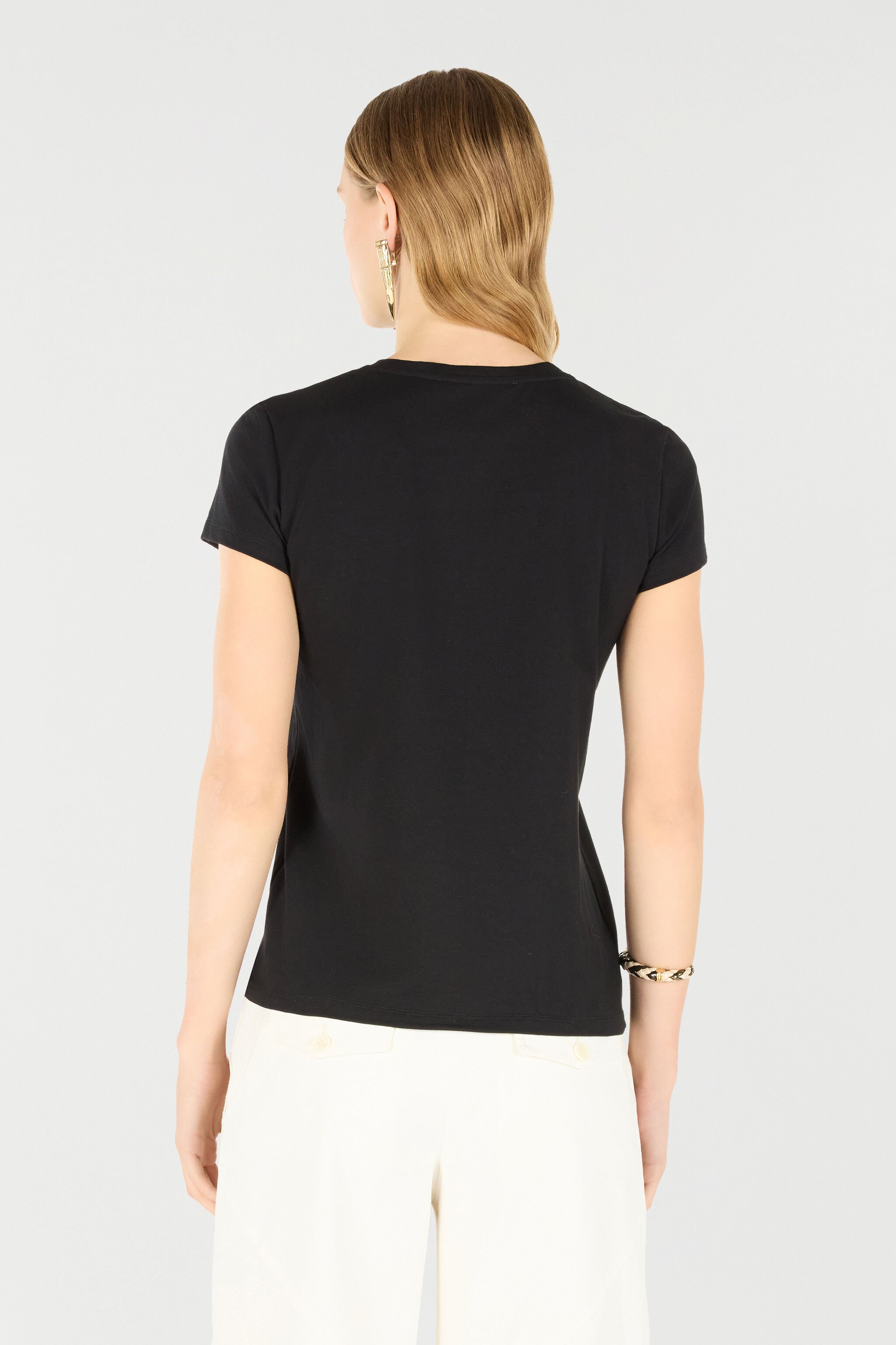 RC T-Shirt With Logo And Rhinestones Black UKT60S-JD061