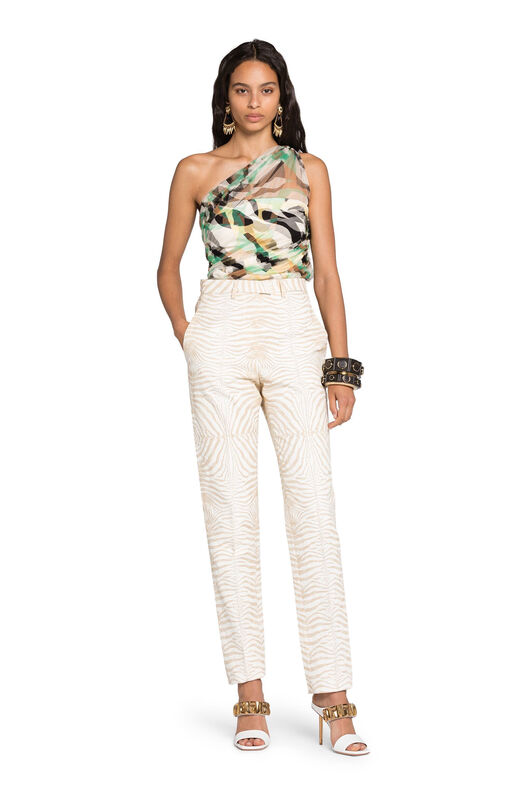 RC Abstract-Print One-Shoulder Mesh Top BLACK/ARAGONITE/GREE IWT601-6HR38