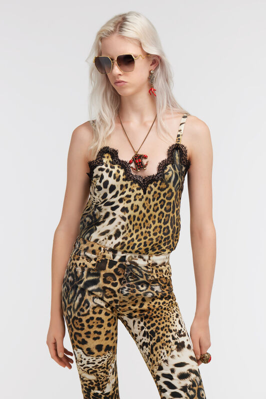RC Top with Jaguar Skin print Light Brown SKT602-4QG34