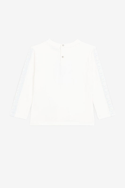 JU Long-sleeved monogram-print top White PJT619-JV025