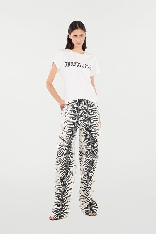 RC Pantaloni In Cotone Stretch Stampa White Tigresse BIANCO/NERO UKT211-3AN49