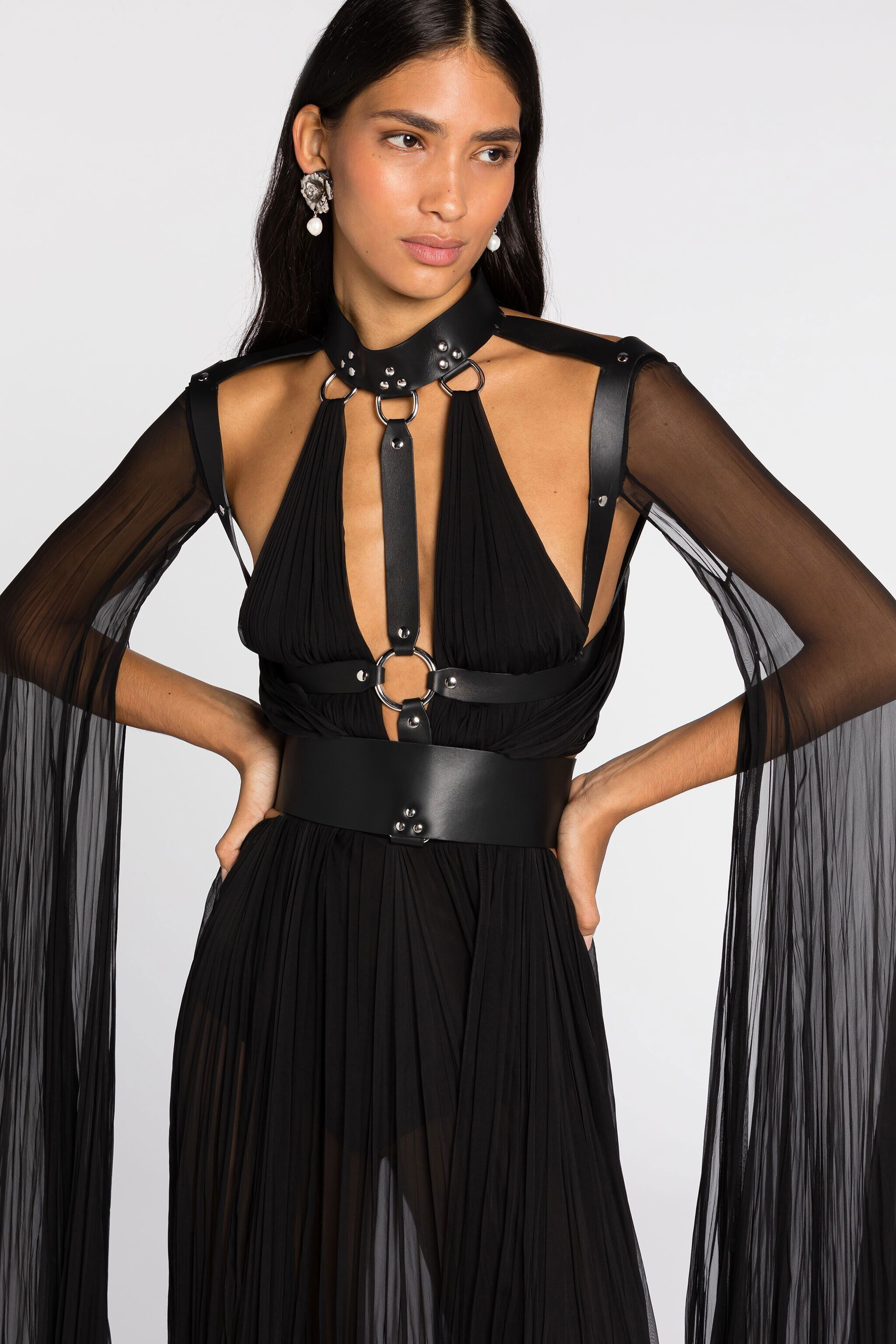 Harness Silk Maxi Dress in Black for Women Roberto Cavalli