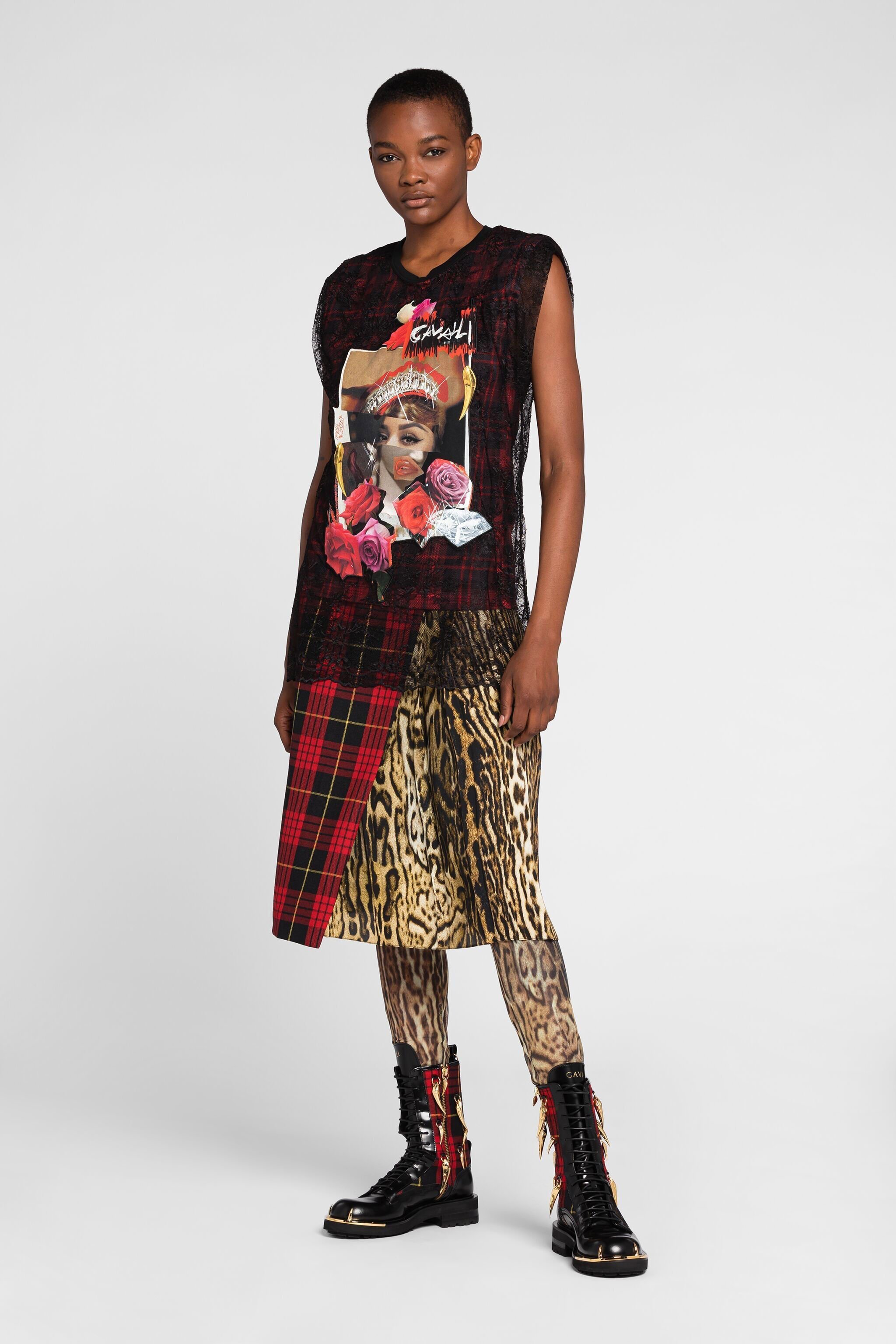 RC Hybrid-Print Tartan Oberteil Schwarz/Rot PKT61E-RP001