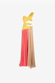 ${brand} Farbblock Plissee-Kleid ${colorDescription} ${masterID}