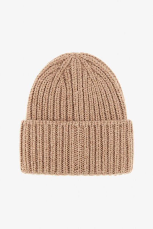 RC Gorro de mezcla de alpaca de canalé con logo Marrón claro TALR18-IR035