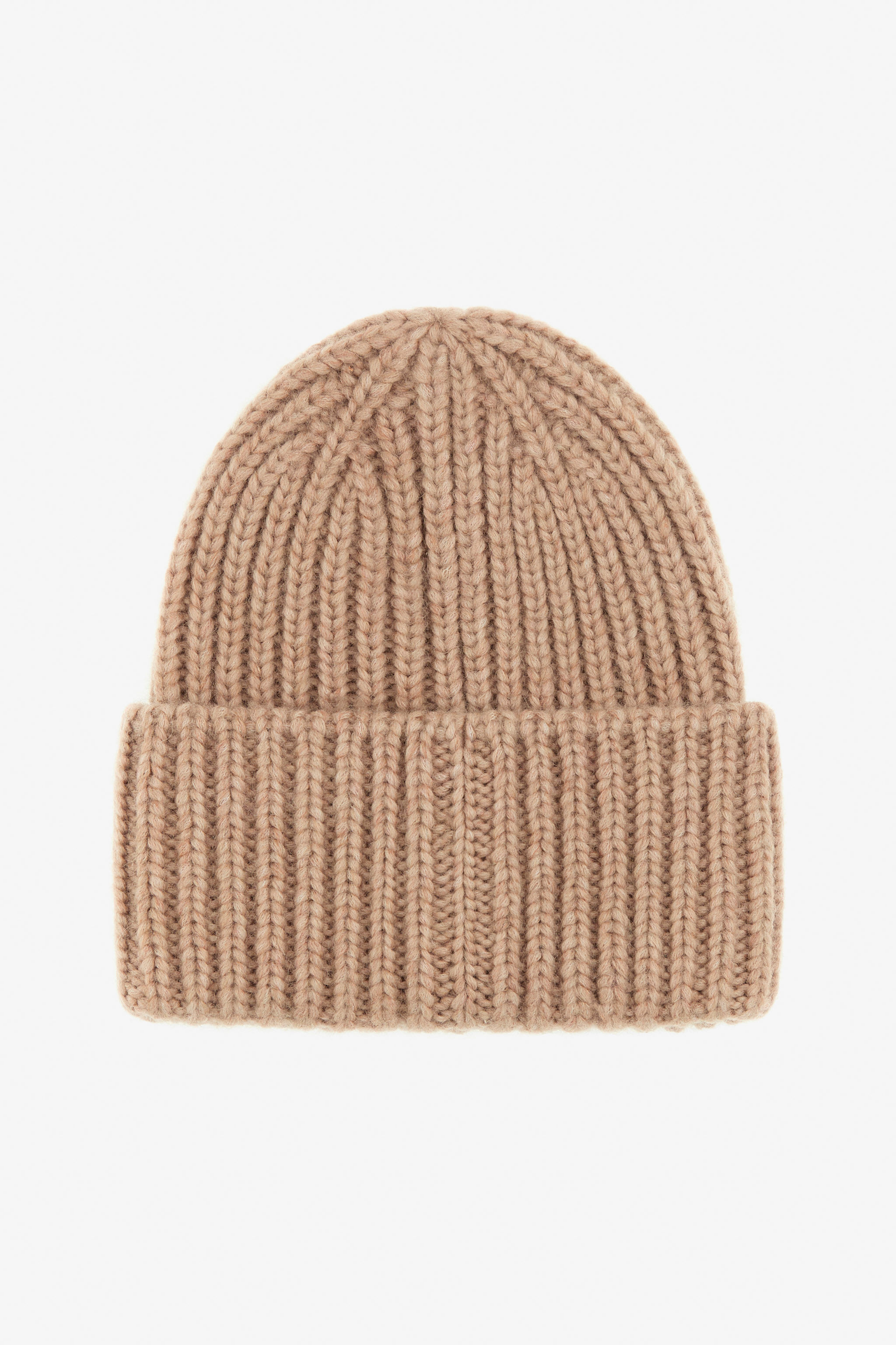 RC Gorro de mezcla de alpaca de canalé con logo Marrón claro TALR18-IR035