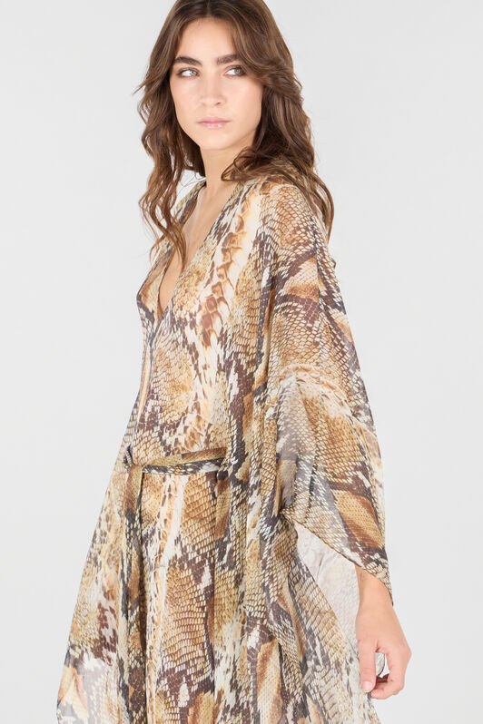 RC Python Print Kaftan Light Brown UWW005-HNN93