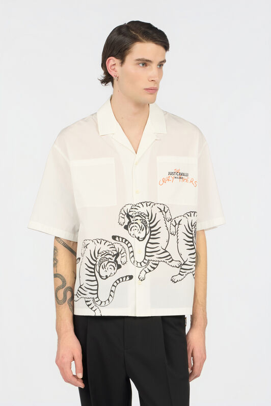JC Ivory Shirt with Tigers and Logo OFF WHITE WFM007-WF155