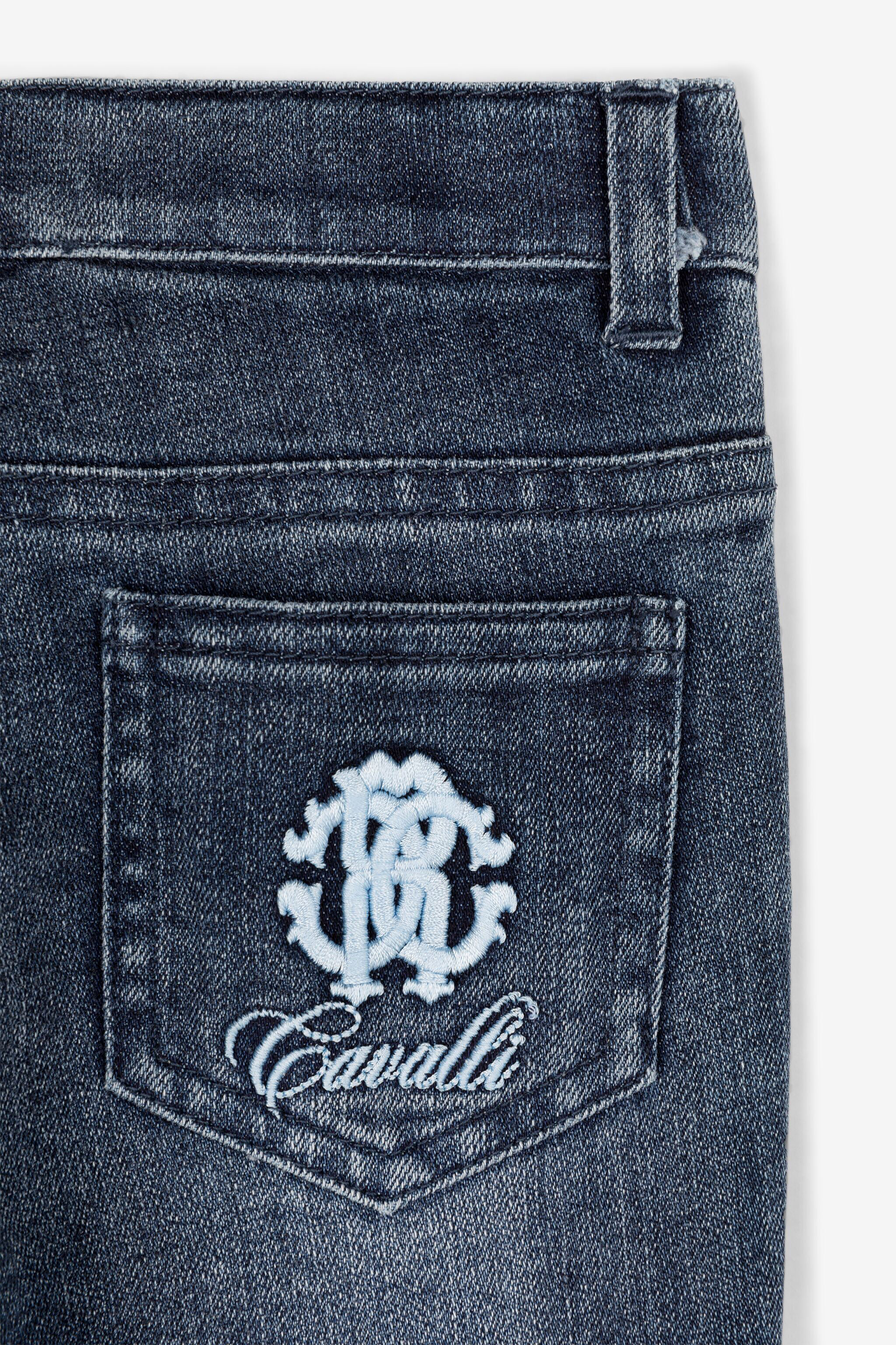 JU Monogram-embroidered denim jeans Dark blue QJJ206-DS015