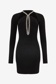 RC Mini Dress With Cut-Out And Bejeweled Neckline Black UKR161-JE034