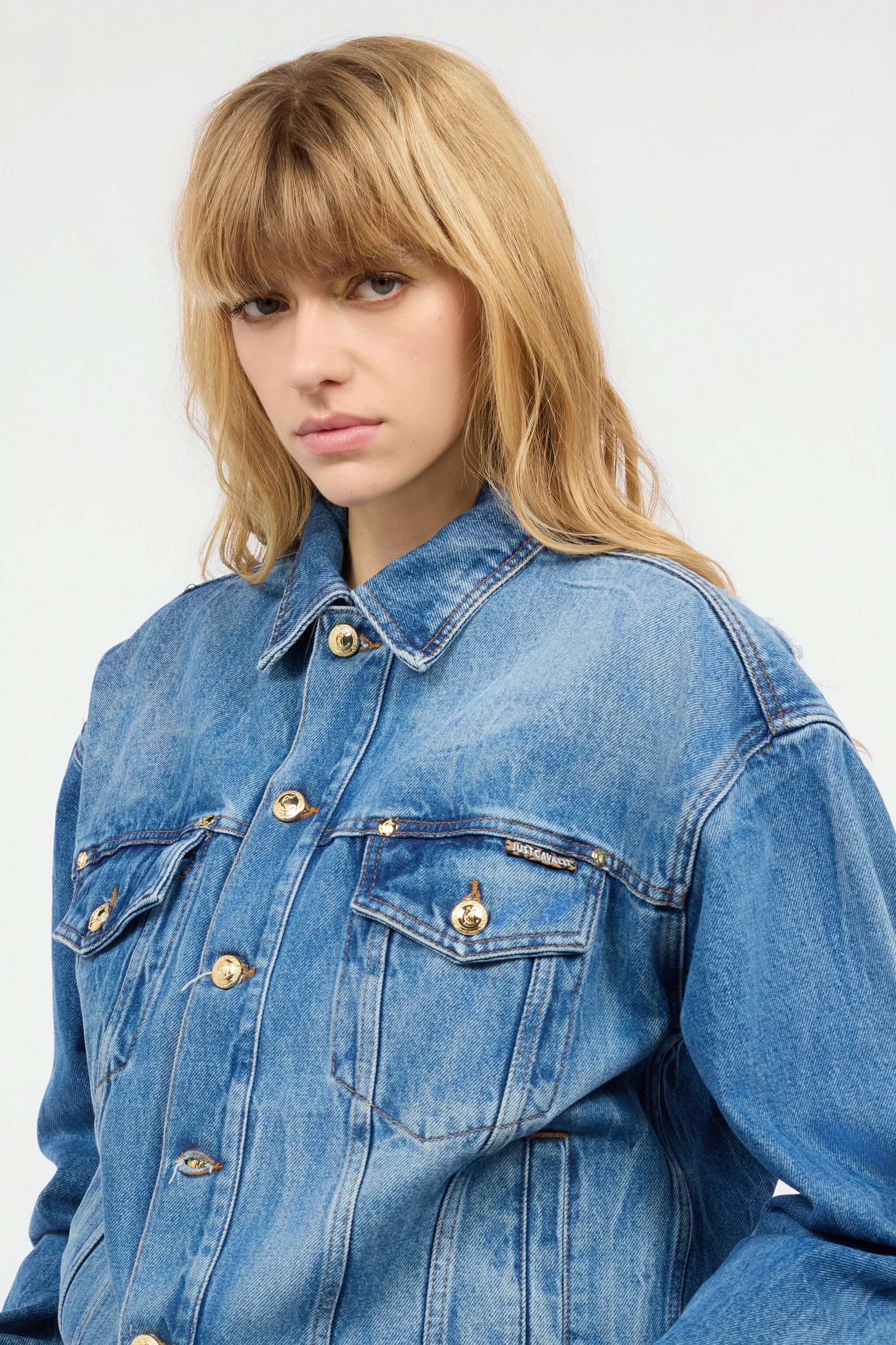 JC Giacca In Denim Con Logo Azzurro UFT196-UF262