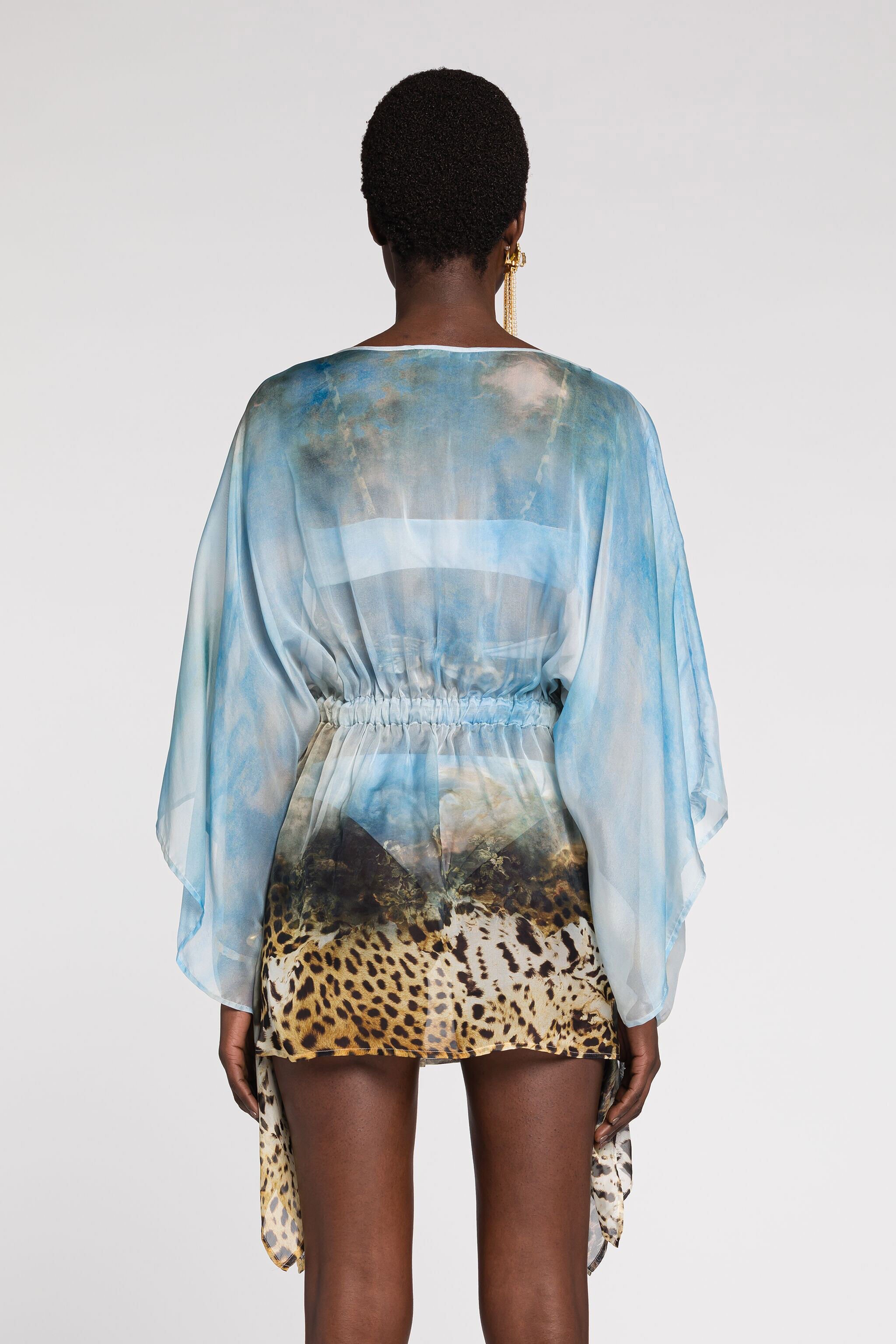 RC Painting-print silk blouse Light blue RYT700-CTG38
