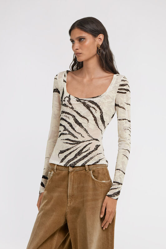 RC Zebra Print Top Ivory TKT67D-NFN17