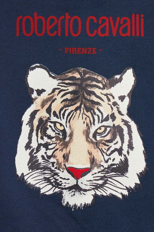 JU Blue Sweatshirt with Tiger Print NAVY VJT697-CF050
