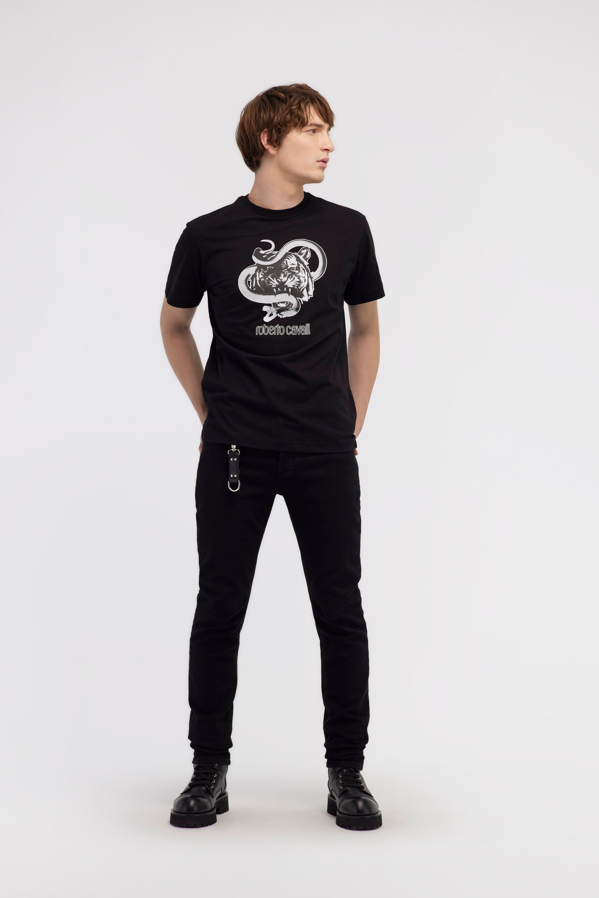 RC T-shirt with Jaguar and Snake prints Black NOT60J-JD060