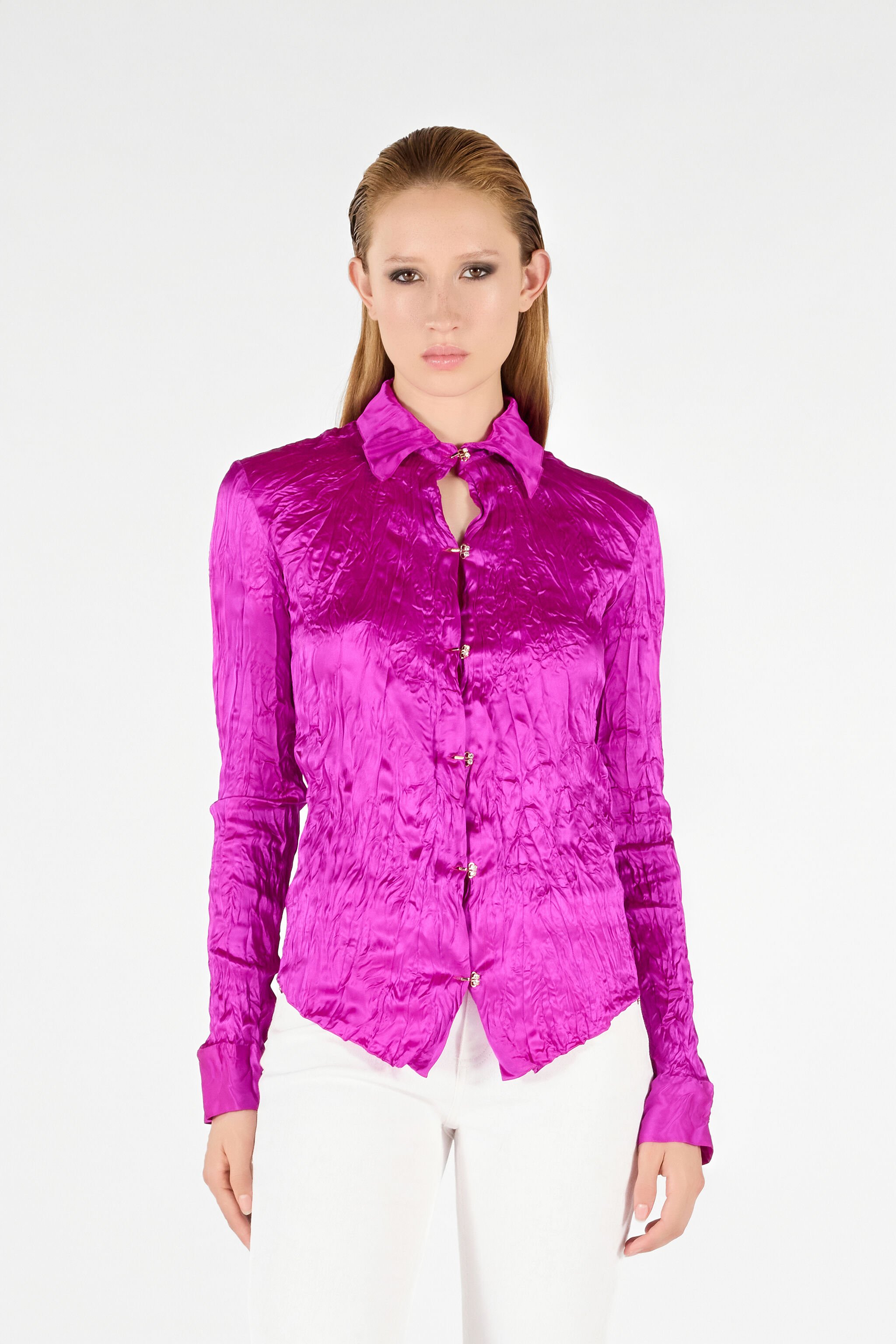 RC Chemise Structurée Unie Fuchsia UWT701-SE045